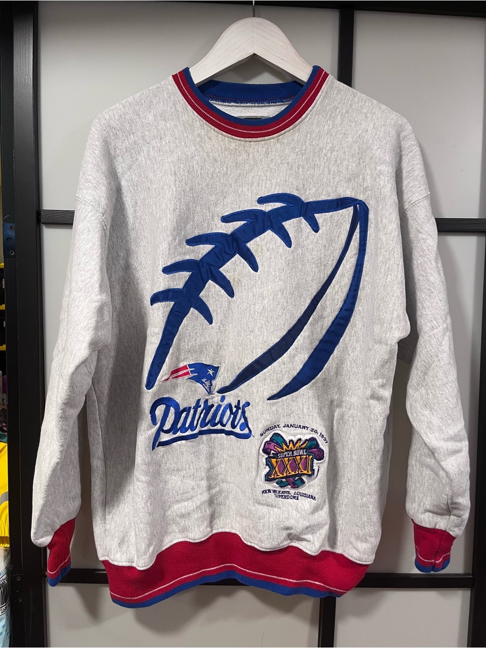 Vintage 1997 Super Bowl XXXI New England Patriots Sweatshirt XL Legends Athletic